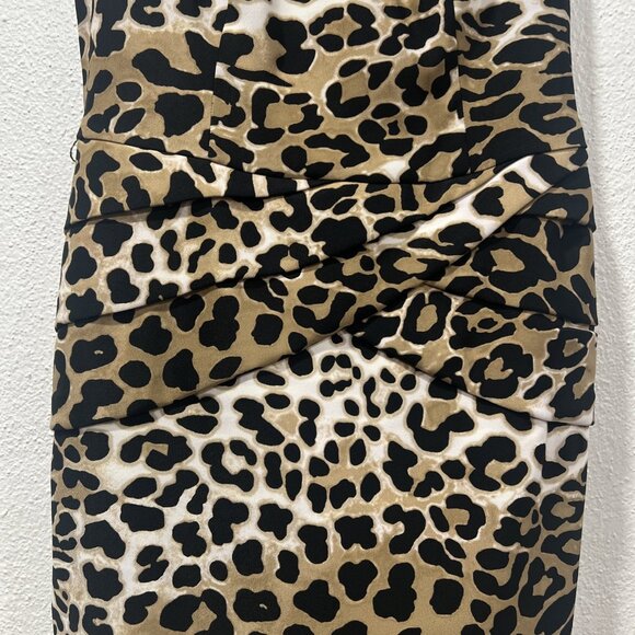 cache Bodycon Animal Print dress Size 4 Stretch Peplum Pleated Hip NEW - Picture 3 of 11